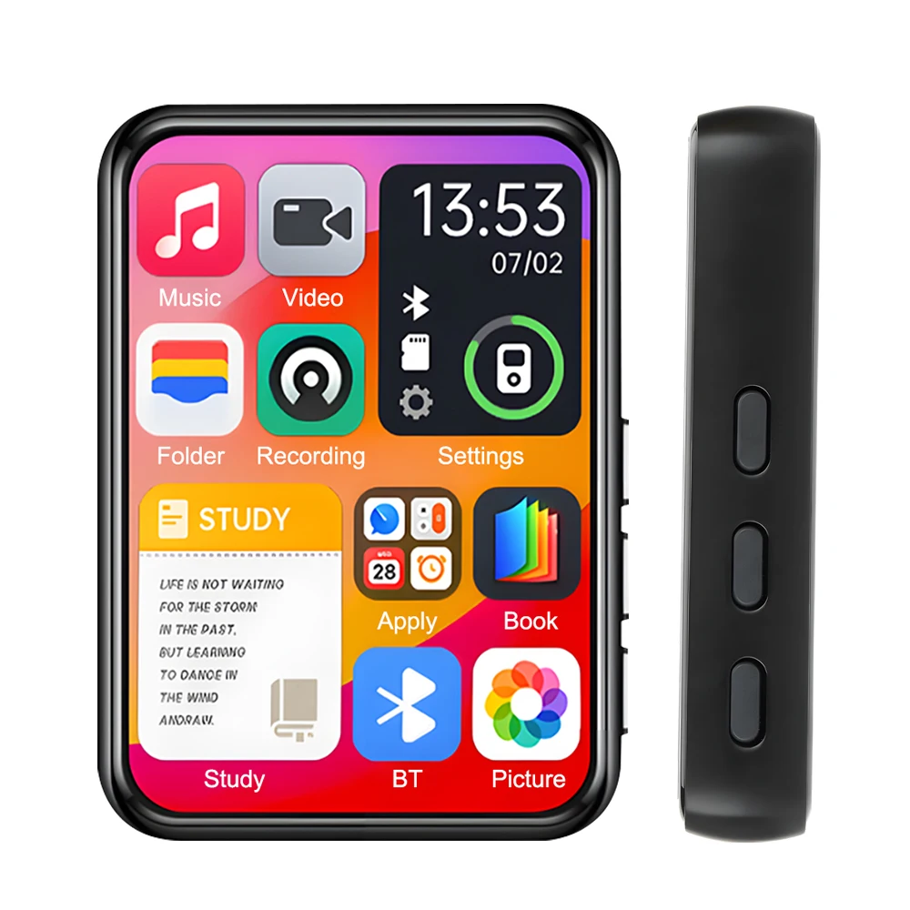 MP3 Music Player with Bluetooth 5.4 Walkman Touch Screen Buttons Built-in HD Speaker FM Radio Recorder E-book thumbnail 3
