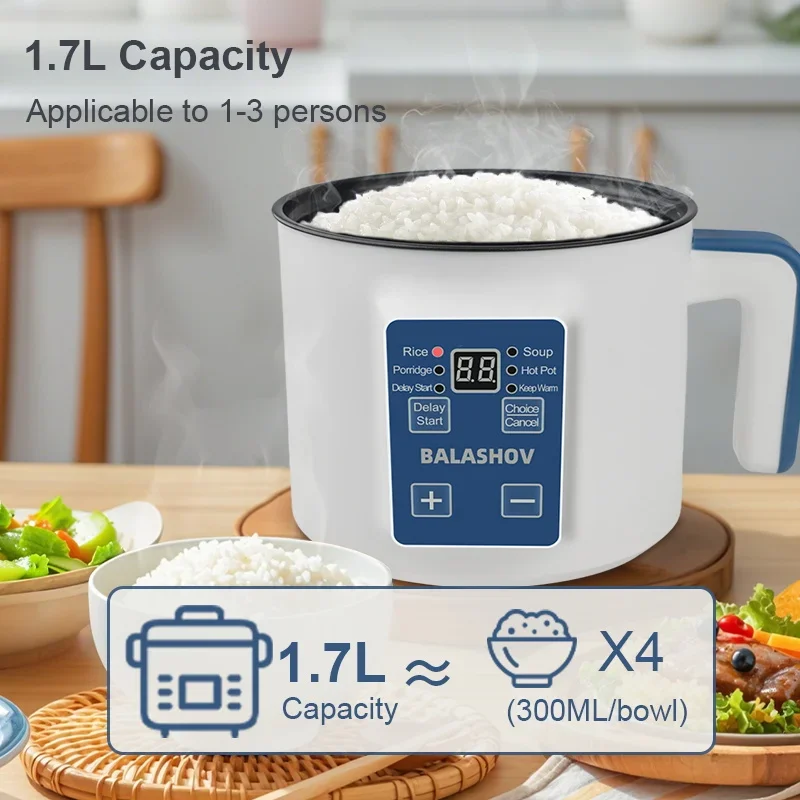 1.7L Electric Rice Cooker Single Double Layer 220V Multi Cooker Non-Stick Smart Mechanical MultiCooker Steamed Rice Pot For Home thumbnail 4