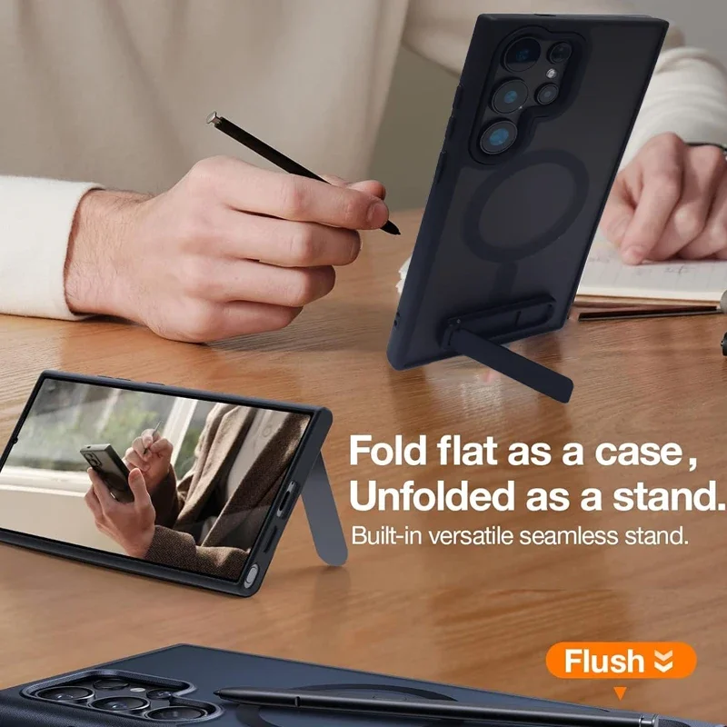 UYUXIO Magnetic Mobile Phone Case with Kickstand for Samsung Galaxy S26 S25 S24 S23 Ultra FE S22 Plus A16 A55 A56 Stand Cases thumbnail 2
