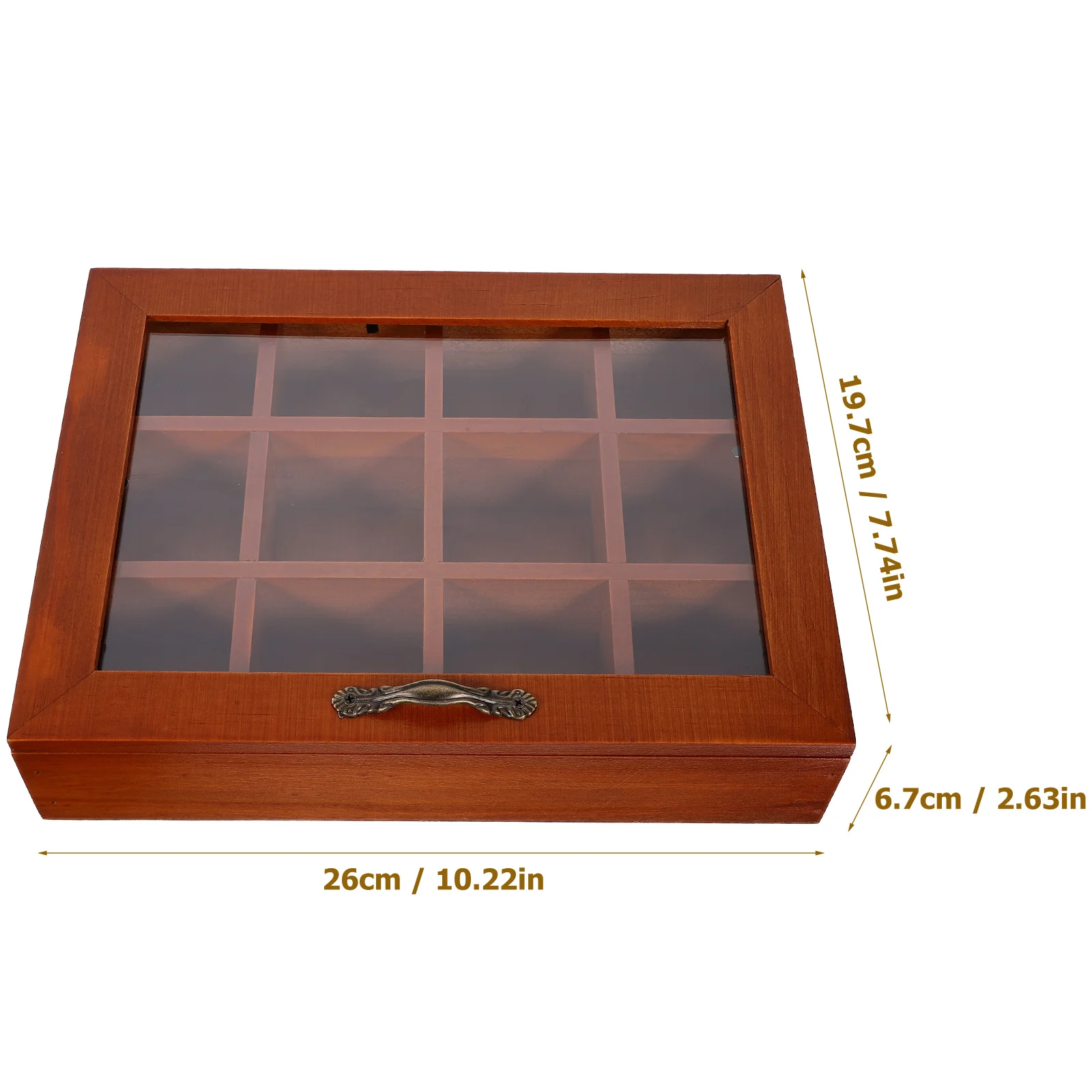 Wooden Tea Box 12 Grids Tea Bag Holder Sugar Packets Spice Pouches Storage Case Instant Coffee Bag Boxes With Clear Lid thumbnail 6