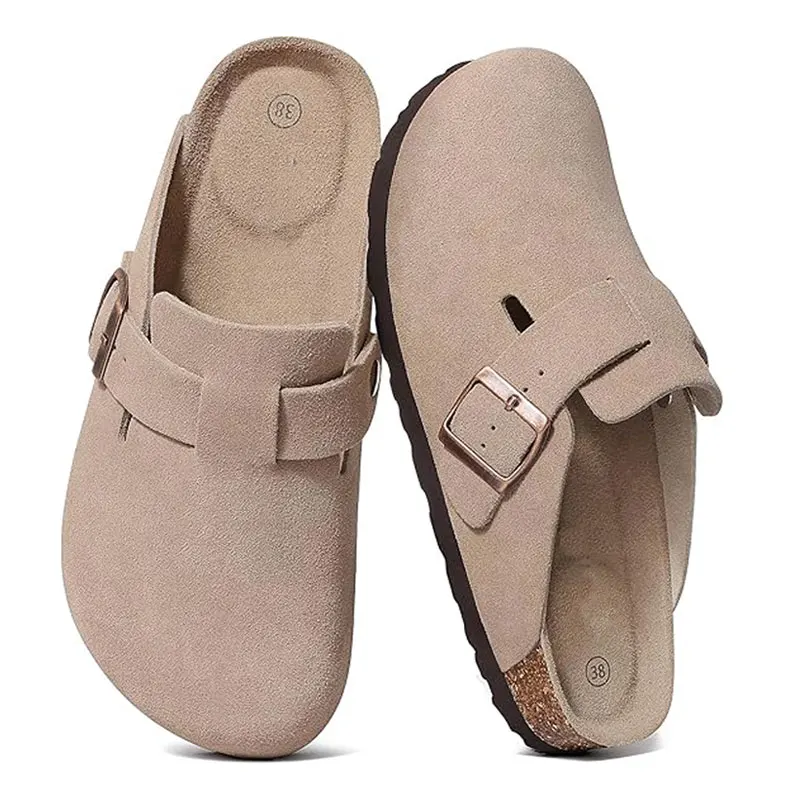 Crestar Fashion Clogs Slippers For Women Classic Suede Men Mules Cork Footbed Leather Potato Shoes With Arch Support Beach Slide thumbnail 2