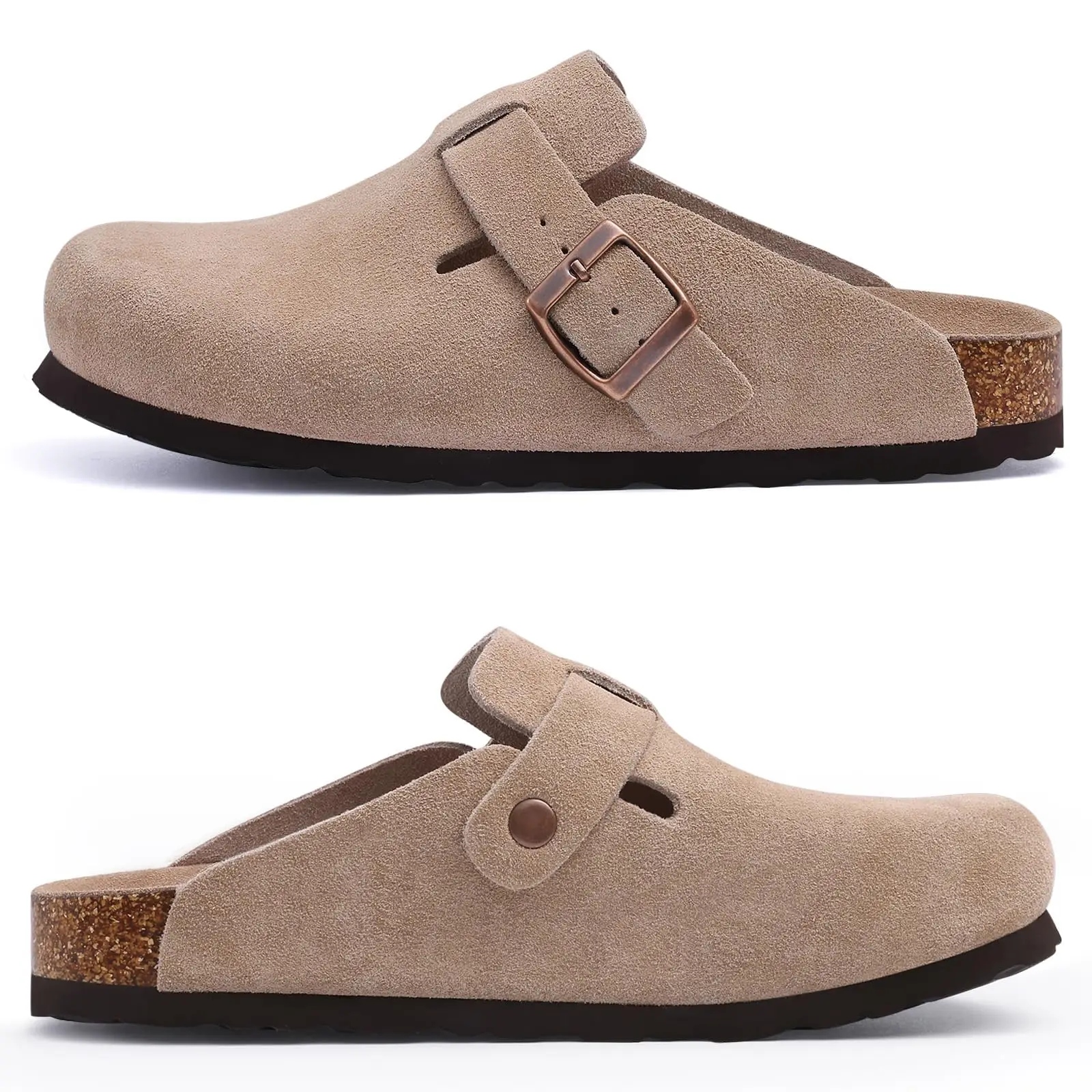Crestar Fashion Clogs Slippers For Women Classic Suede Men Mules Cork Footbed Leather Potato Shoes With Arch Support Beach Slide thumbnail 4