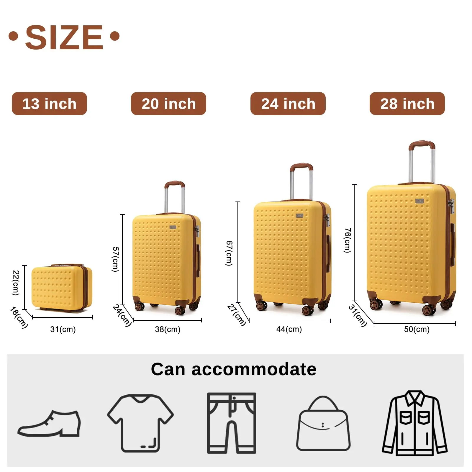 Kono Lightweight Cabin Suitcase, ABS Hard Shell with 4 Spinner Wheels, TSA Lock, Compact Hand Luggage Travel Case thumbnail 2