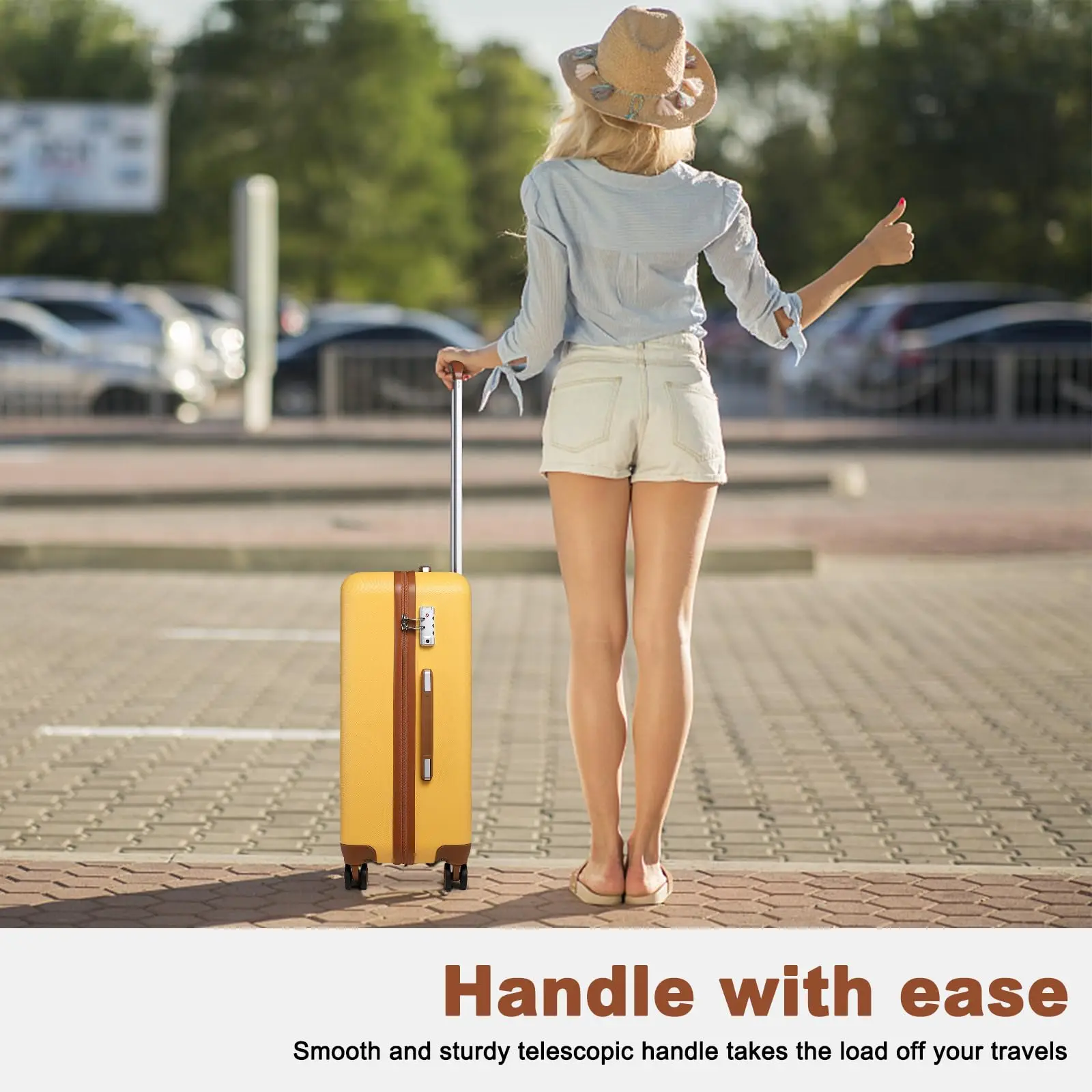 Kono Lightweight Cabin Suitcase, ABS Hard Shell with 4 Spinner Wheels, TSA Lock, Compact Hand Luggage Travel Case thumbnail 6