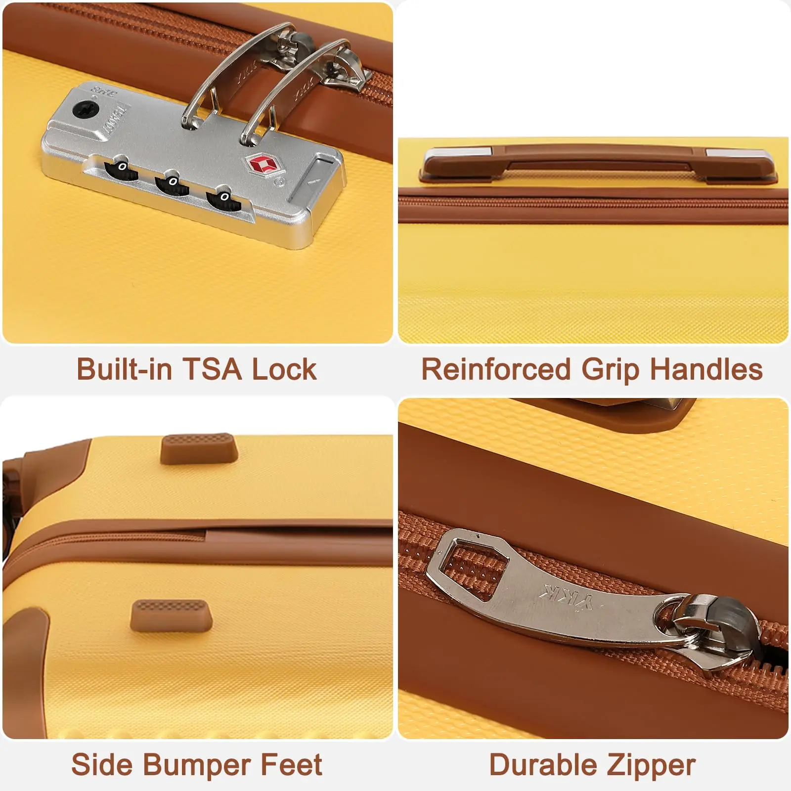 Kono Lightweight Cabin Suitcase, ABS Hard Shell with 4 Spinner Wheels, TSA Lock, Compact Hand Luggage Travel Case thumbnail 5