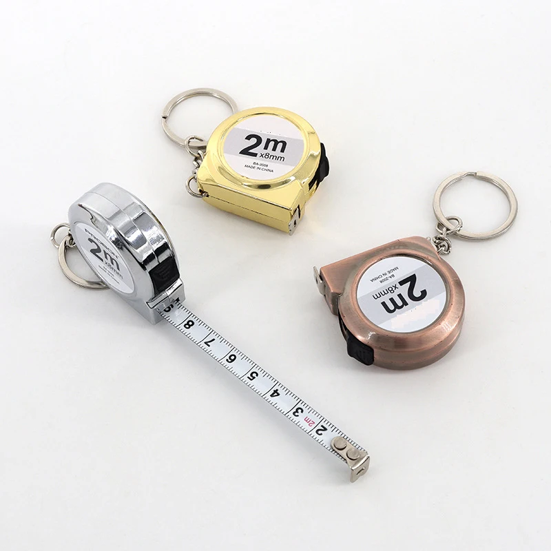 Portable mini tape measure Small household measuring tape retractable 2m Mild steel key chain tape measure Mini measuring tools thumbnail 2