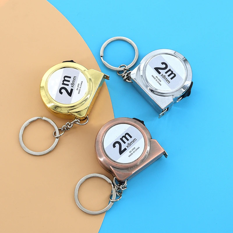 Portable mini tape measure Small household measuring tape retractable 2m Mild steel key chain tape measure Mini measuring tools thumbnail 5