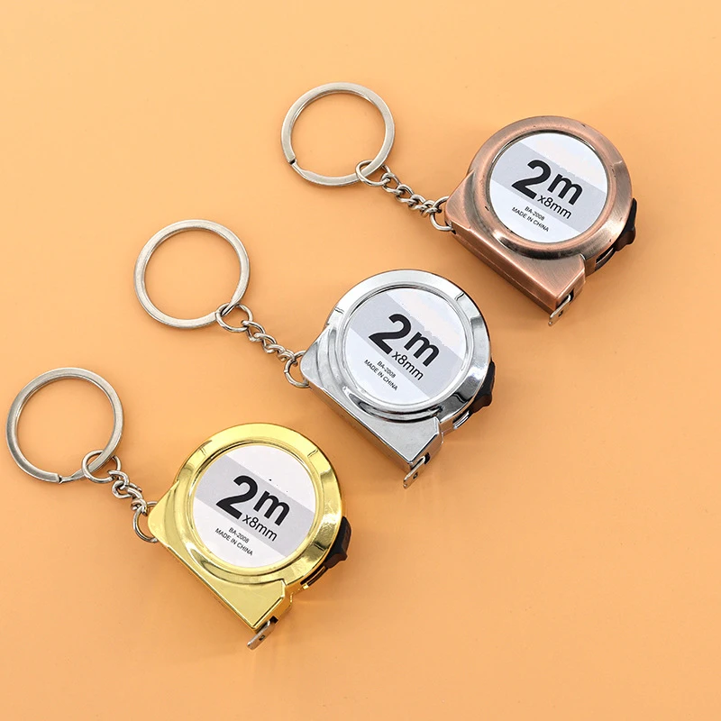 Portable mini tape measure Small household measuring tape retractable 2m Mild steel key chain tape measure Mini measuring tools thumbnail 4