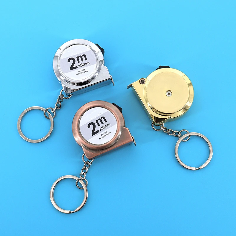 Portable mini tape measure Small household measuring tape retractable 2m Mild steel key chain tape measure Mini measuring tools thumbnail 3