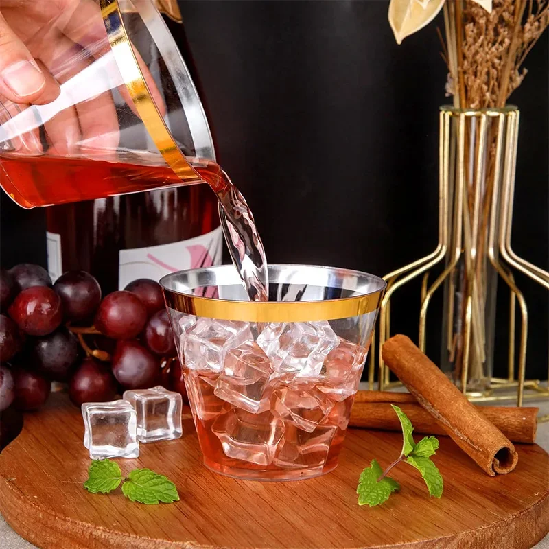 25PCS Disposable Champagne Clear Plastic Cup Outdoor Picnic Cup Drinking Cup for Parties Birthdays Weddings Cocktail Party thumbnail 4