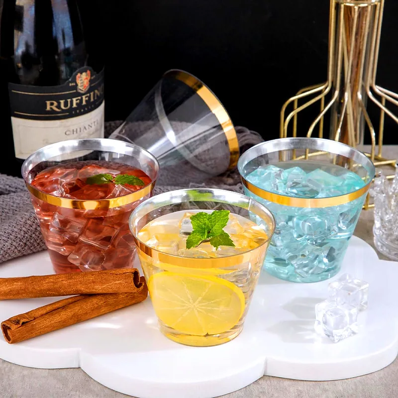 25PCS Disposable Champagne Clear Plastic Cup Outdoor Picnic Cup Drinking Cup for Parties Birthdays Weddings Cocktail Party thumbnail 3