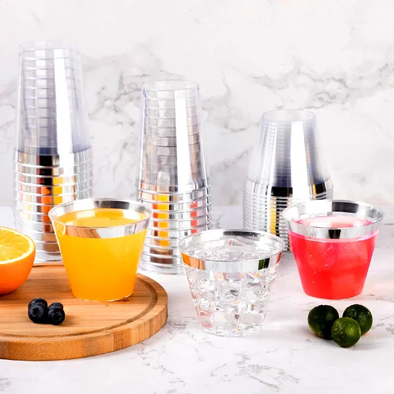 25PCS Disposable Champagne Clear Plastic Cup Outdoor Picnic Cup Drinking Cup for Parties Birthdays Weddings Cocktail Party thumbnail 6