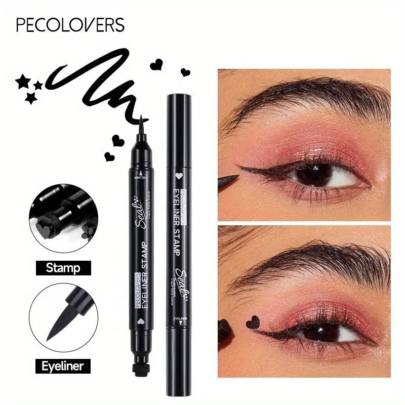 2 In 1 Black Liquid Eyeliner Double-head Moon Stamp Eye Liner Pencil Quick Dry Non-Smudge Long-lasting Easy to Use Eye Makeup thumbnail 3