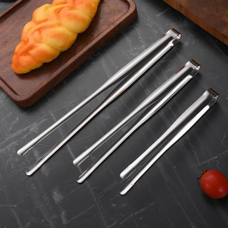 1Pc New Stainless Steel Grill Tongs Cooking Utensils for BBQ Baking Silver Kitchen Accessories Camping Supplies thumbnail 6