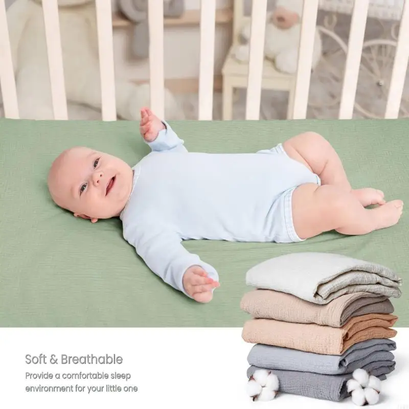 J6BE Baby Fitted Sheet Breathable and Cotton Pram Sheets Plain Color Removable Slipcover for Infants Comfortable Rest thumbnail 5