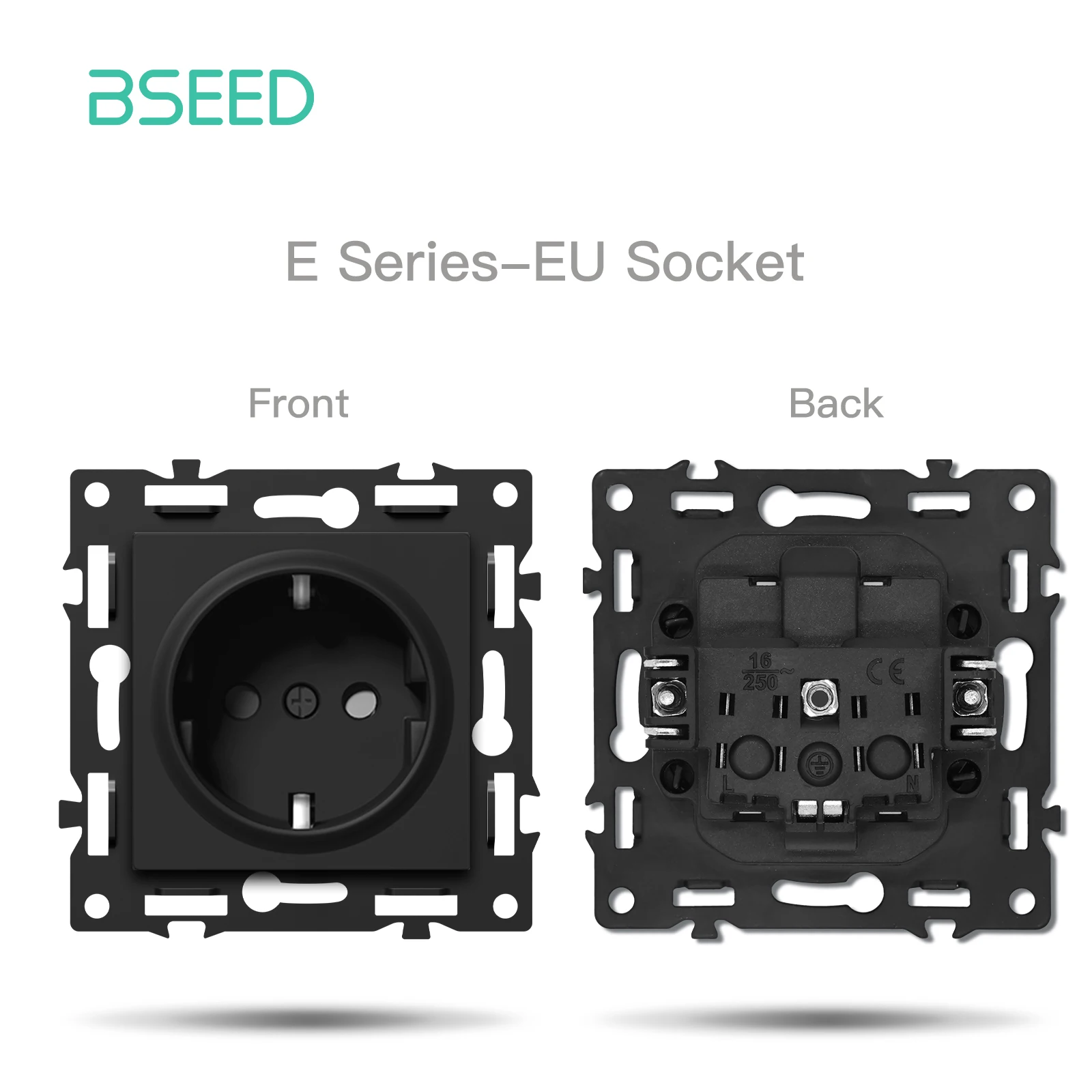 BSEED WIFI Click Light Switch Part Smart Wifi Switch Function DIY Part EU Wifi Socket Outlets Parts Glass Frame Only Black thumbnail 5