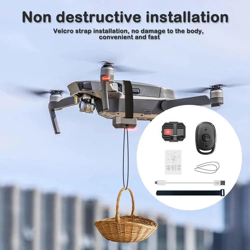 For Mini3 Drone Airdrop System Remote 2 In 1 Strobe Light Thrower Wedding Gift Throw Life Rescue Air-Drop Fishing Bait N EWW thumbnail 3