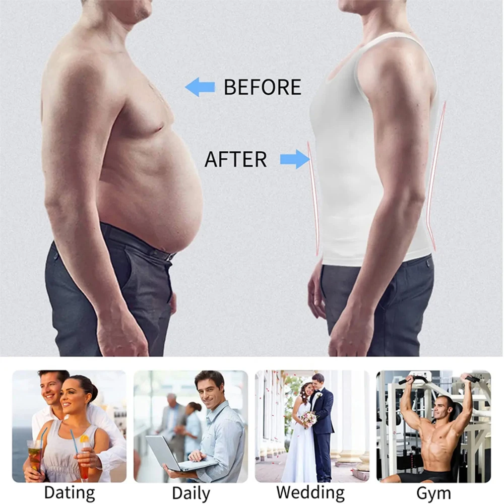 Men Compression Shirt for Body Shaper Slimming Vest Tight Tummy Underwear Tank Top thumbnail 5