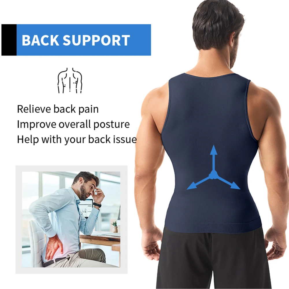 Men Compression Shirt for Body Shaper Slimming Vest Tight Tummy Underwear Tank Top thumbnail 4