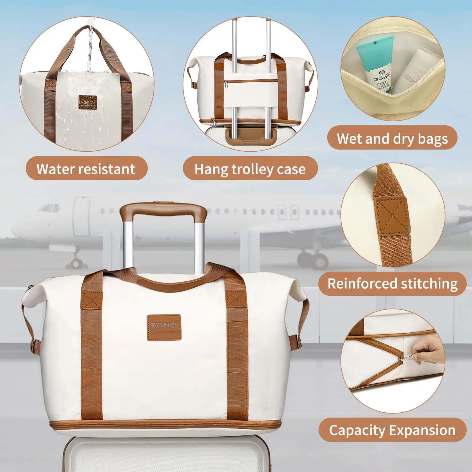 Kono  Fashion Luggage Set, Lightweight ABS Hard Shell Trolley Suitcases with TSA Lock, 4 Spinner Wheels (2/3/4/6 Pcs Set) thumbnail 3