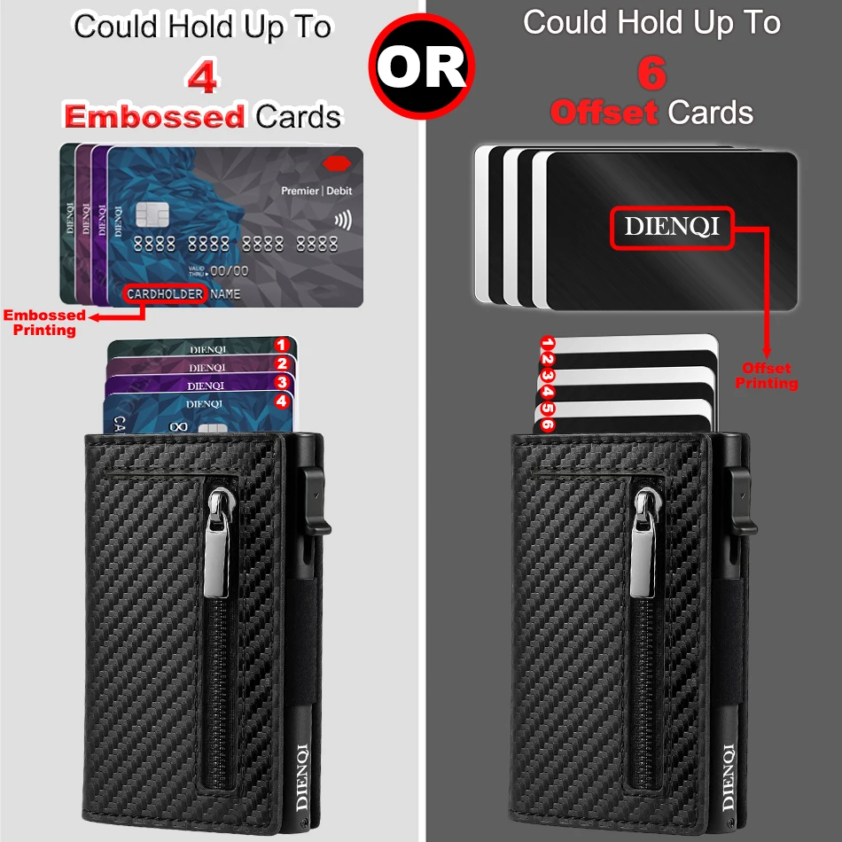 Anti-theft Credit Card Holder Men Wallets Rfid Blocking Aluminum Leather Pop Up Minimalist Wallet Cardholder Wallets for Men thumbnail 2