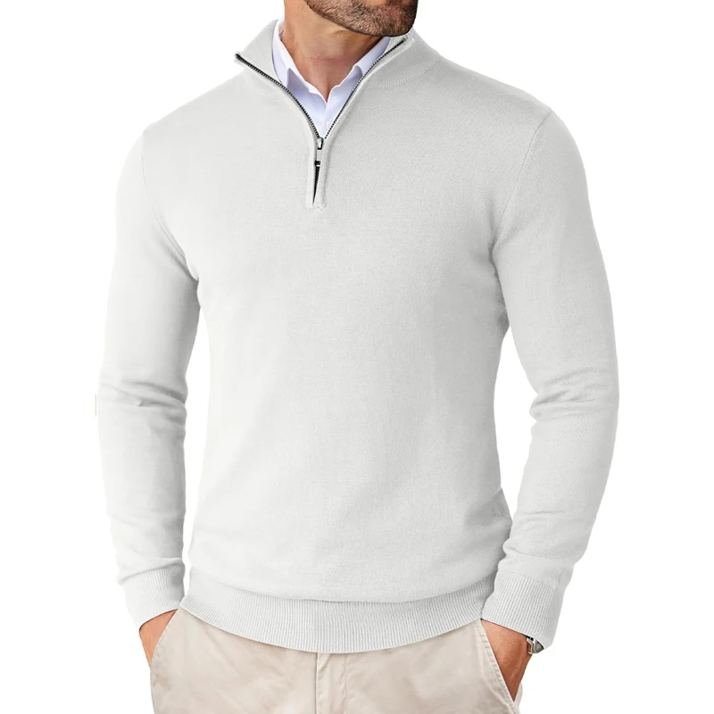 Men's Quarter Zip Up Sweaters Slim Fit Lightweight Mock Neck Pullover Casual Sweaters Half Turtleneck Knitted Outdoor Streetwear thumbnail 2