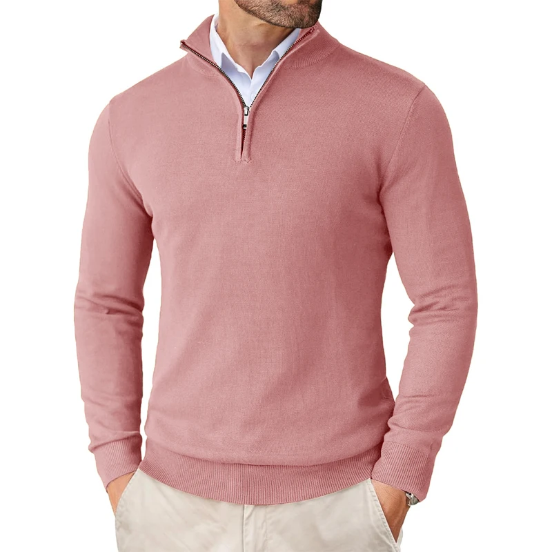 Men's Quarter Zip Up Sweaters Slim Fit Lightweight Mock Neck Pullover Casual Sweaters Half Turtleneck Knitted Outdoor Streetwear thumbnail 5