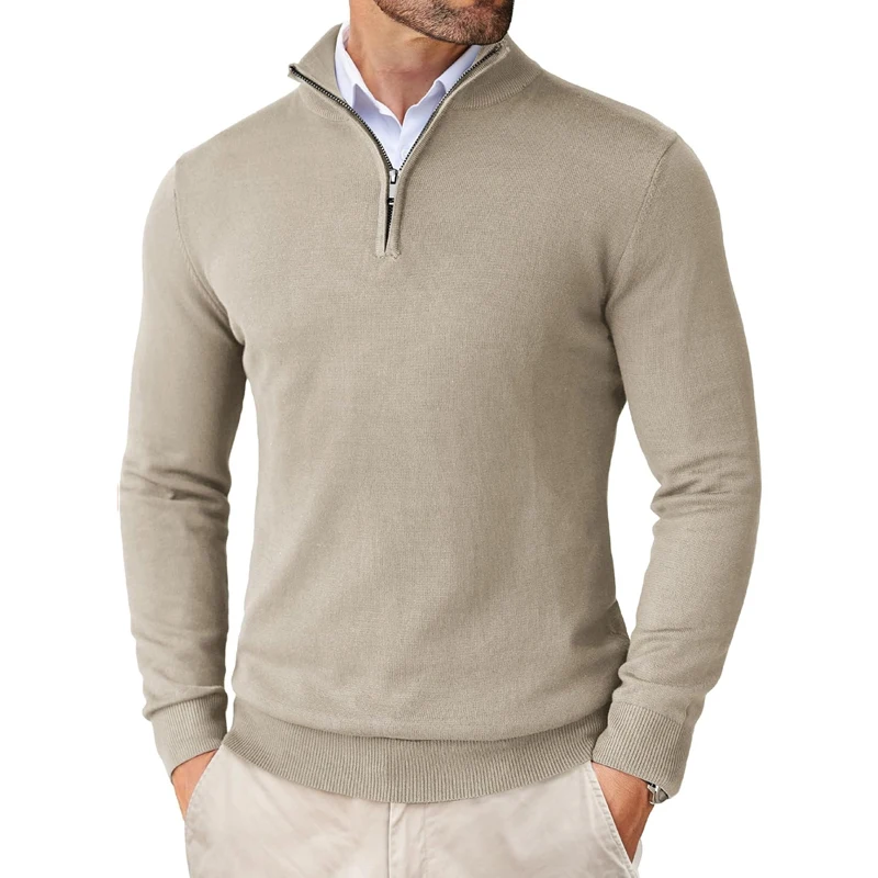Men's Quarter Zip Up Sweaters Slim Fit Lightweight Mock Neck Pullover Casual Sweaters Half Turtleneck Knitted Outdoor Streetwear thumbnail 3