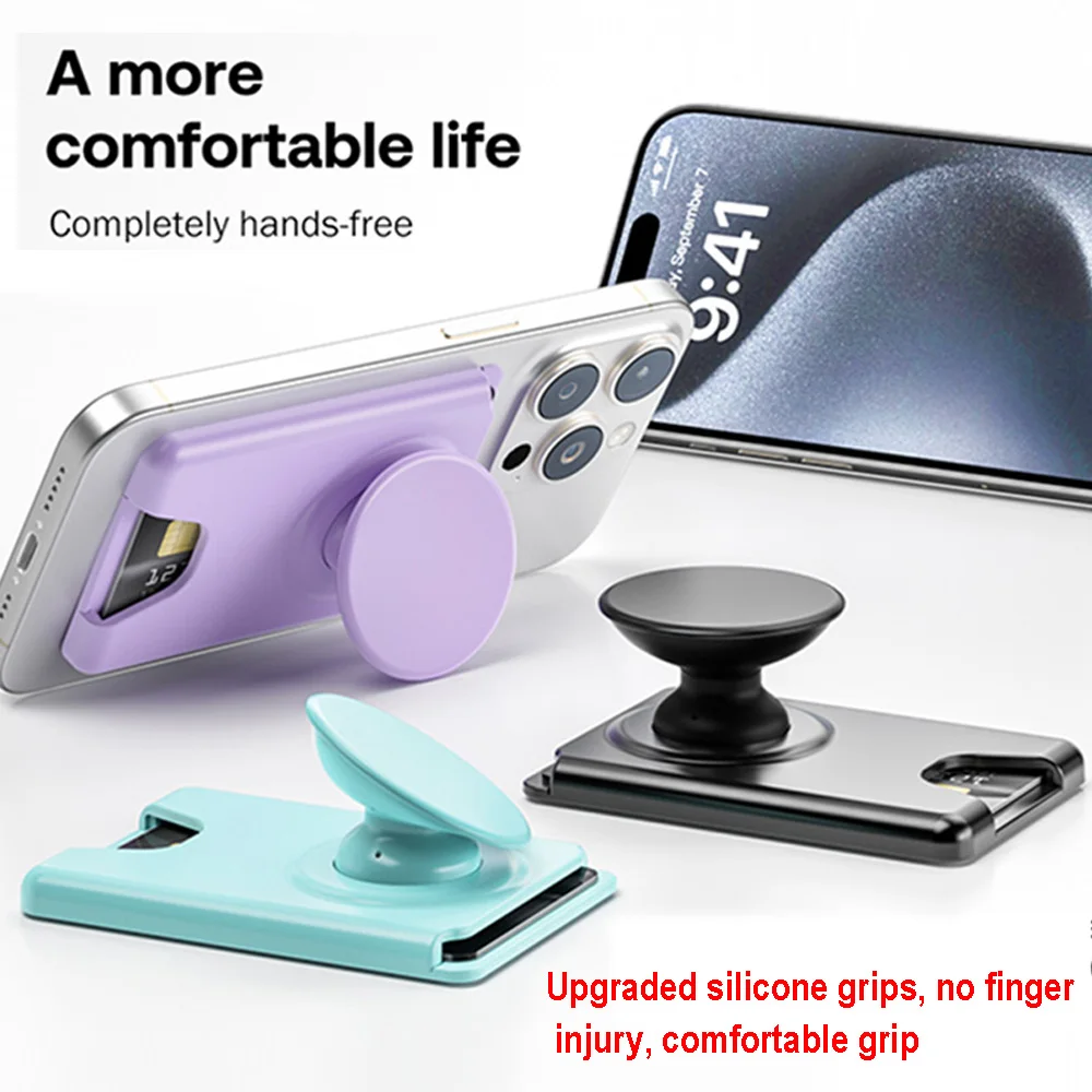 Grippopso Universal Magnetic Wallet With Expanding Phone Grip,Phone Card Holder Solid SocketWallet For IPhone Samsung Wallets thumbnail 2