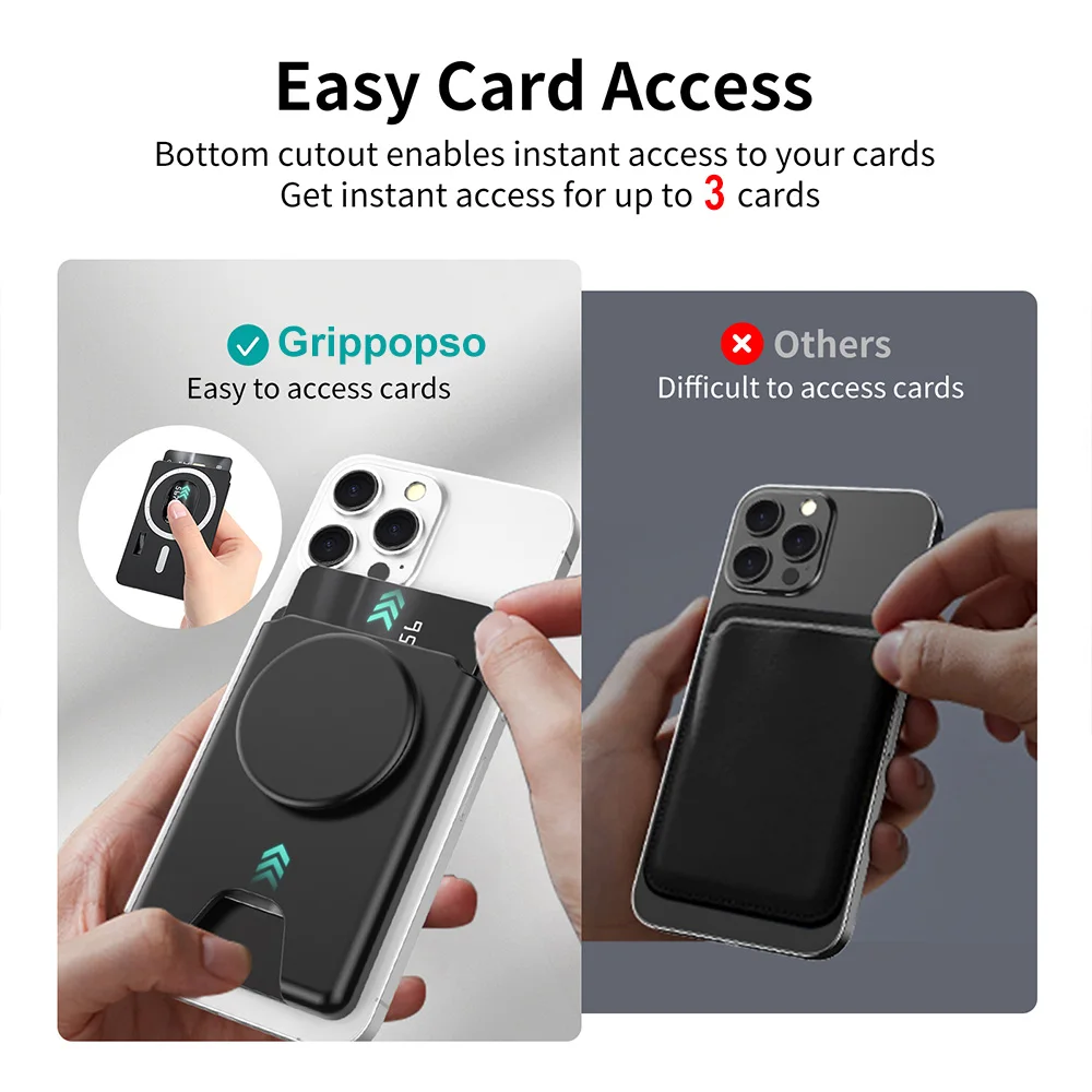 Grippopso Universal Magnetic Wallet With Expanding Phone Grip,Phone Card Holder Solid SocketWallet For IPhone Samsung Wallets thumbnail 4