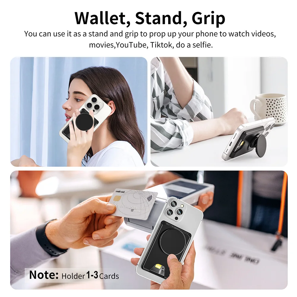 Grippopso Universal Magnetic Wallet With Expanding Phone Grip,Phone Card Holder Solid SocketWallet For IPhone Samsung Wallets thumbnail 6