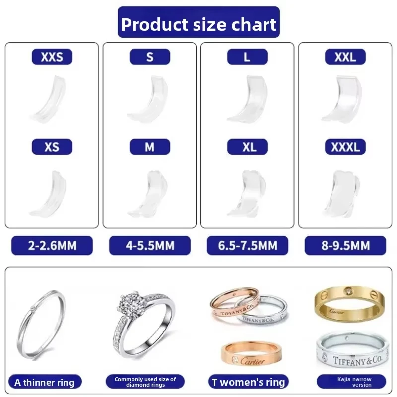 8 Sizes Silicone Invisible Clear Ring Sizer Anti-Loss Proof Invisible Ring Holder Retainer Shrinker for Large Rings thumbnail 2