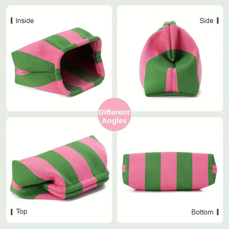 Women's Striped Beach Clutch Bag Versatile Small Woven Crochet Handbags Purses Knitting Dumpling Clutch Casual Bag thumbnail 6