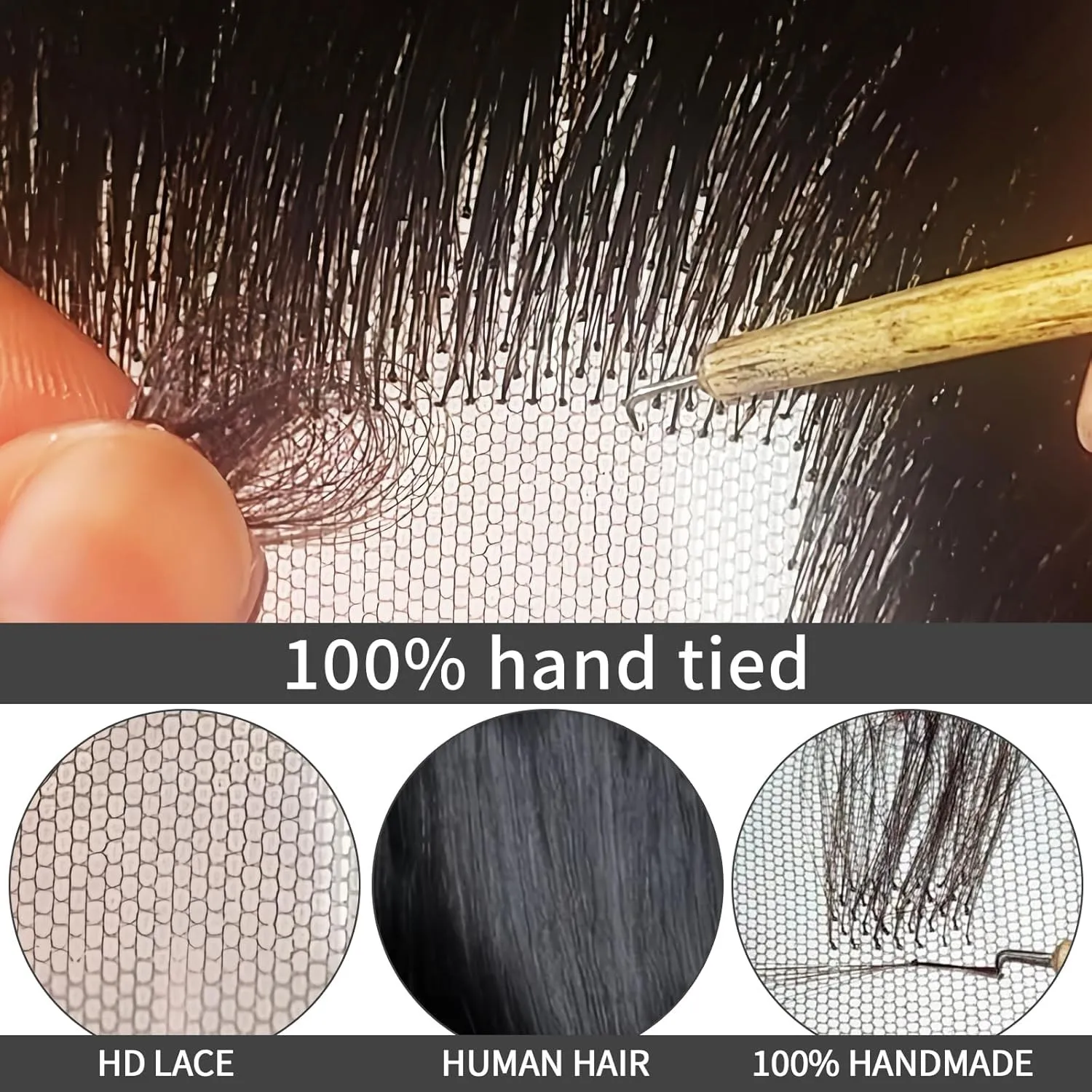 Fake Beard Human Hair Realistic Mustache Soft Lace Invisible Costume Beard Fake Facial Hair for Party/Drama/Movie/Makeup/Cosplay thumbnail 2