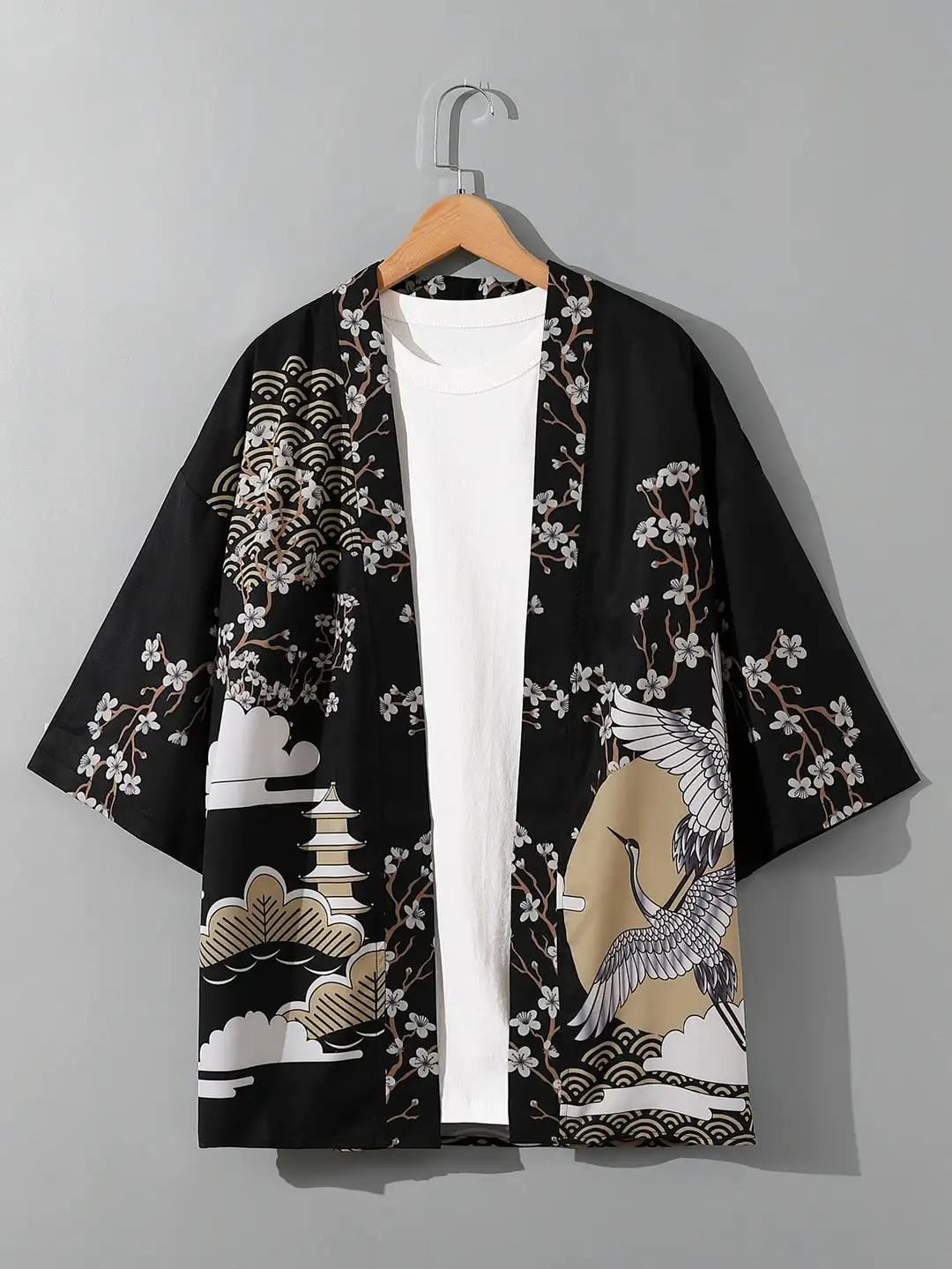 RANMARU KIMONO Men's Summer Short-sleeved Printed Shirt Shirt Fashion National Trend Harajuku Retro Cardigan and Clothing thumbnail 3