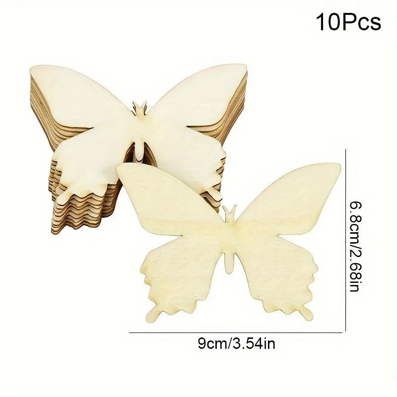 10Pcs Wooden Butterfly Unfinished Wood Butterflies for Crafts Blank Slices Cutouts for Painting DIY Unfinished Wooden thumbnail 3