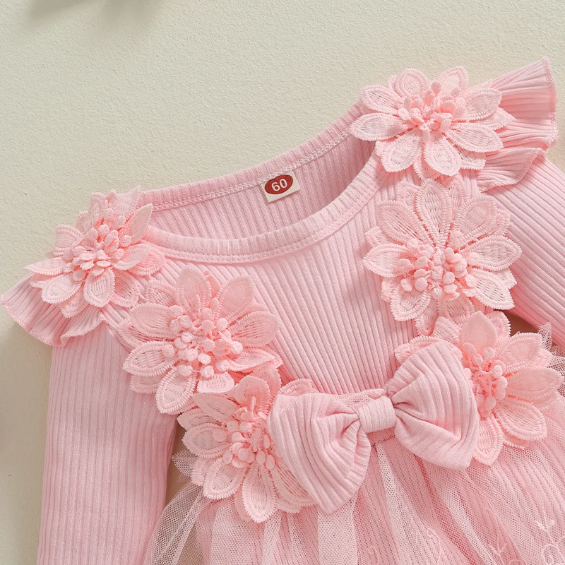 Little Princess Birthday Party Dress Embroidery Flower Lace Tutu Romper Dress Infant Baby Girl Clothes Outfits thumbnail 3