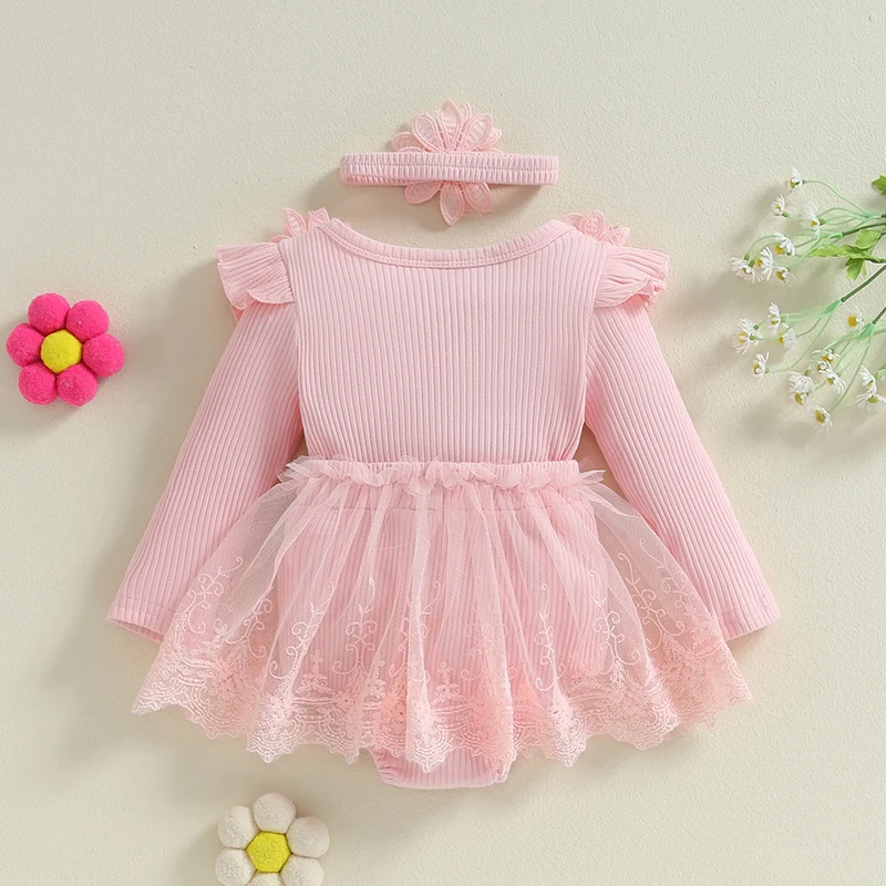 Little Princess Birthday Party Dress Embroidery Flower Lace Tutu Romper Dress Infant Baby Girl Clothes Outfits thumbnail 2