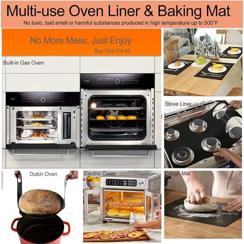 2pcs Large Non Stick Oven Liner Reusable Protector Mat Heat Resistant Grill Mats 60X 40CM BBQ Grill Mat Baking Mat thumbnail 5