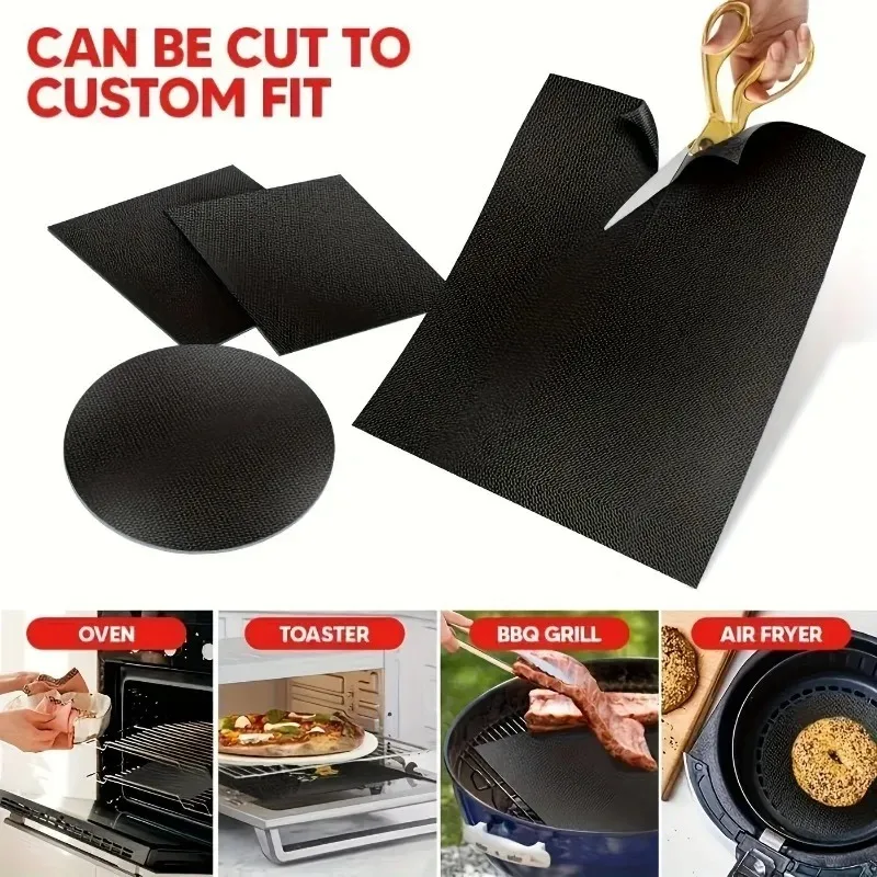 2pcs Reusable Protector Mat Heat Resistant Grill Mats Non-Stick BBQ Grill Mat Baking Mat Barbecue Tools Kitchen Bakeware thumbnail 2