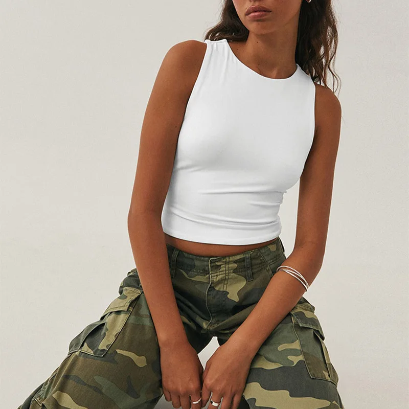 Sleeveless tight bottom shirt, round neck I-shaped solid color top, casual vest thumbnail 6