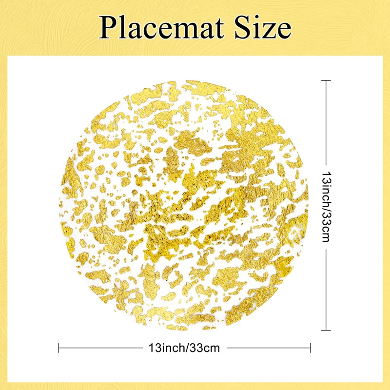 Disposable Gold Placemats 13 Inch Glitter Metallic Round Foil Mesh Pressed Table Doilies Gold Table Mat for Dining Table Wedding thumbnail 6