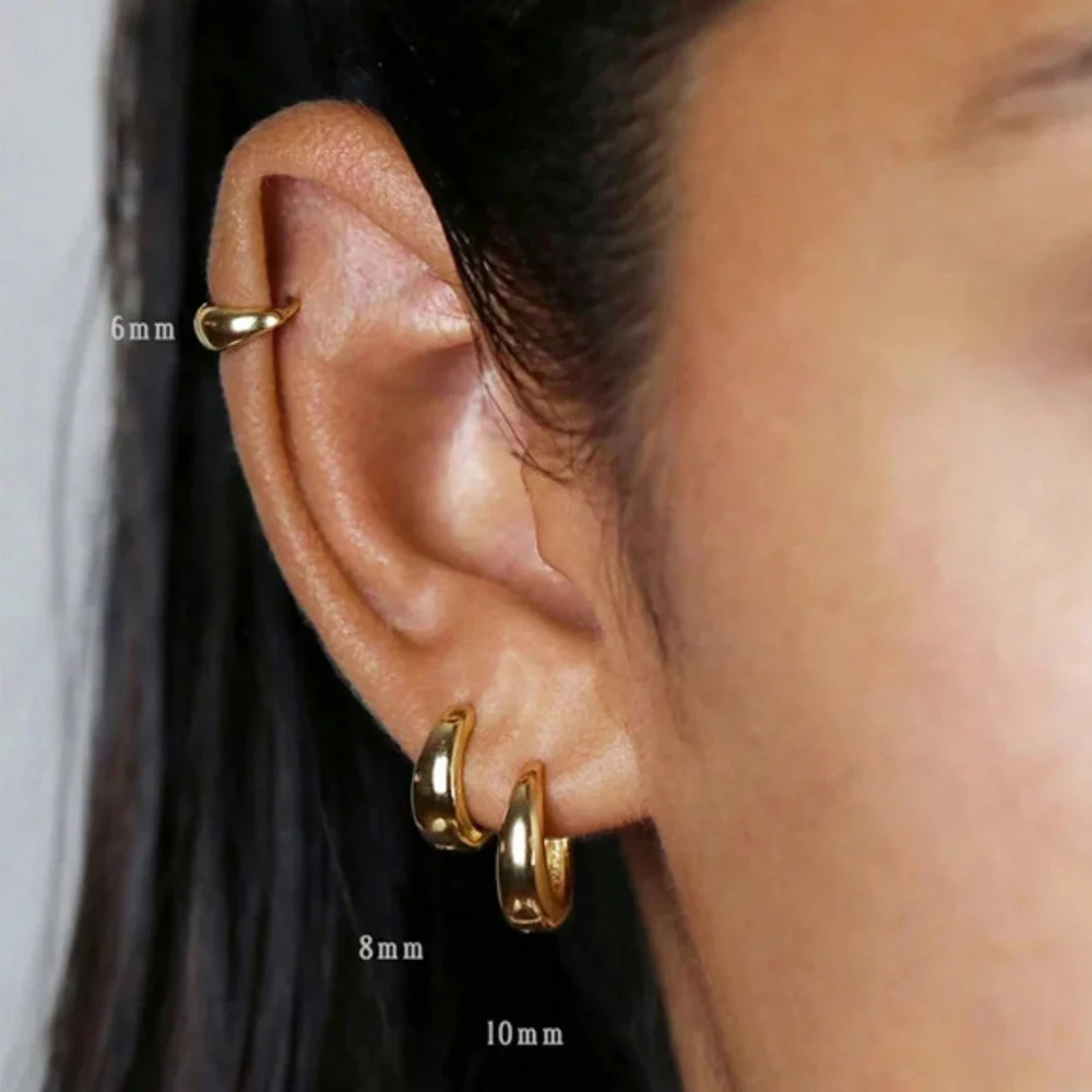 Classic Hoop Earrings for Women Girls Gold Color Chunky Stainless Steel Earrings 2026 Trend New in Minimalist Ear Jewelry aretes thumbnail 2