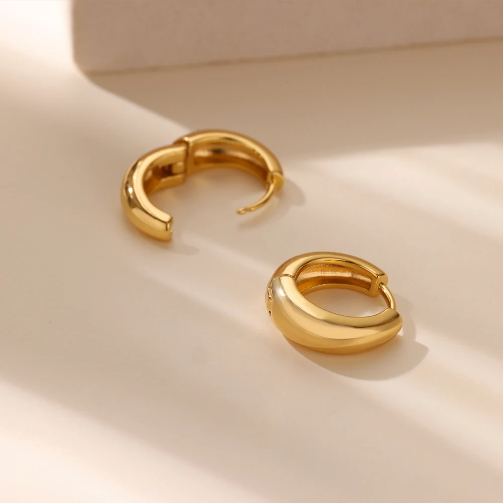 Classic Hoop Earrings for Women Girls Gold Color Chunky Stainless Steel Earrings 2026 Trend New in Minimalist Ear Jewelry aretes thumbnail 3