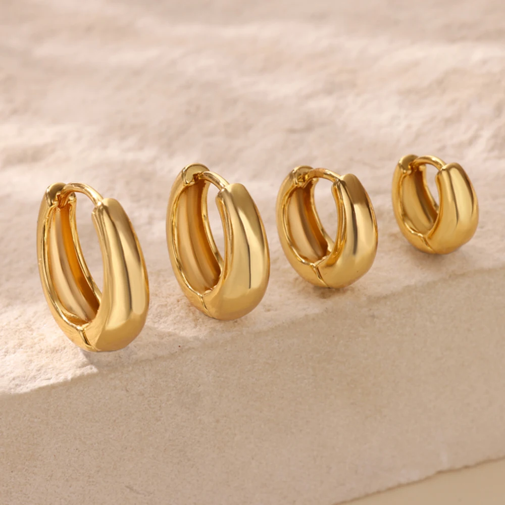 Classic Hoop Earrings for Women Girls Gold Color Chunky Stainless Steel Earrings 2026 Trend New in Minimalist Ear Jewelry aretes