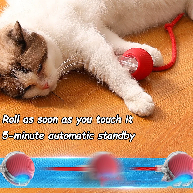 New Cat Interactive Ball Toy Automatic Rolling Ball Faux Tail Rechargeable Smart Pet Electric Toy Dog Cat Training Imitate Mouse thumbnail 4