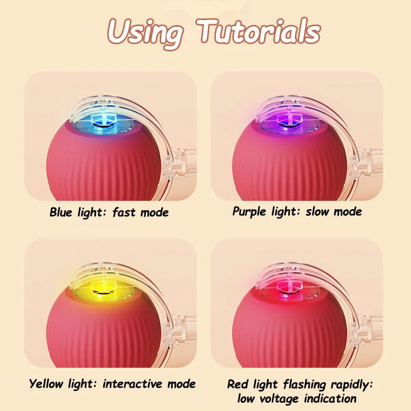 New Cat Interactive Ball Toy Automatic Rolling Ball Faux Tail Rechargeable Smart Pet Electric Toy Dog Cat Training Imitate Mouse thumbnail 6