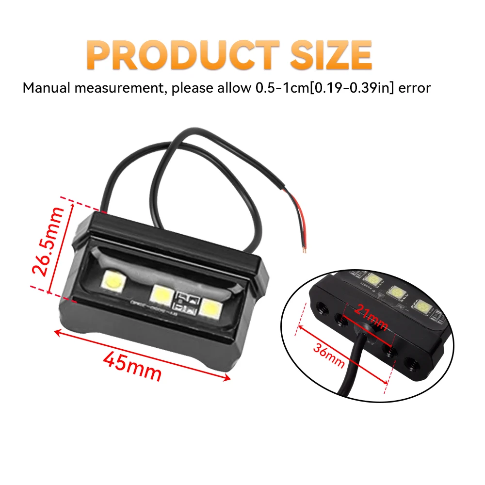 1pcs Motorcycle License Plate Light LED Mini 12V CNC Aluminum Alloy Rear Tail Motorbike Light for License Plate thumbnail 2