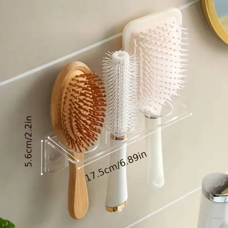 Acrylic Comb Holder Organizer Storage Shelf Clear Transparent Wall-Mounted Hair Brushes Rack Bathroom Accessories Home Shelves thumbnail 5