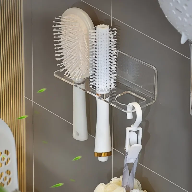 Acrylic Comb Holder Organizer Storage Shelf Clear Transparent Wall-Mounted Hair Brushes Rack Bathroom Accessories Home Shelves thumbnail 4